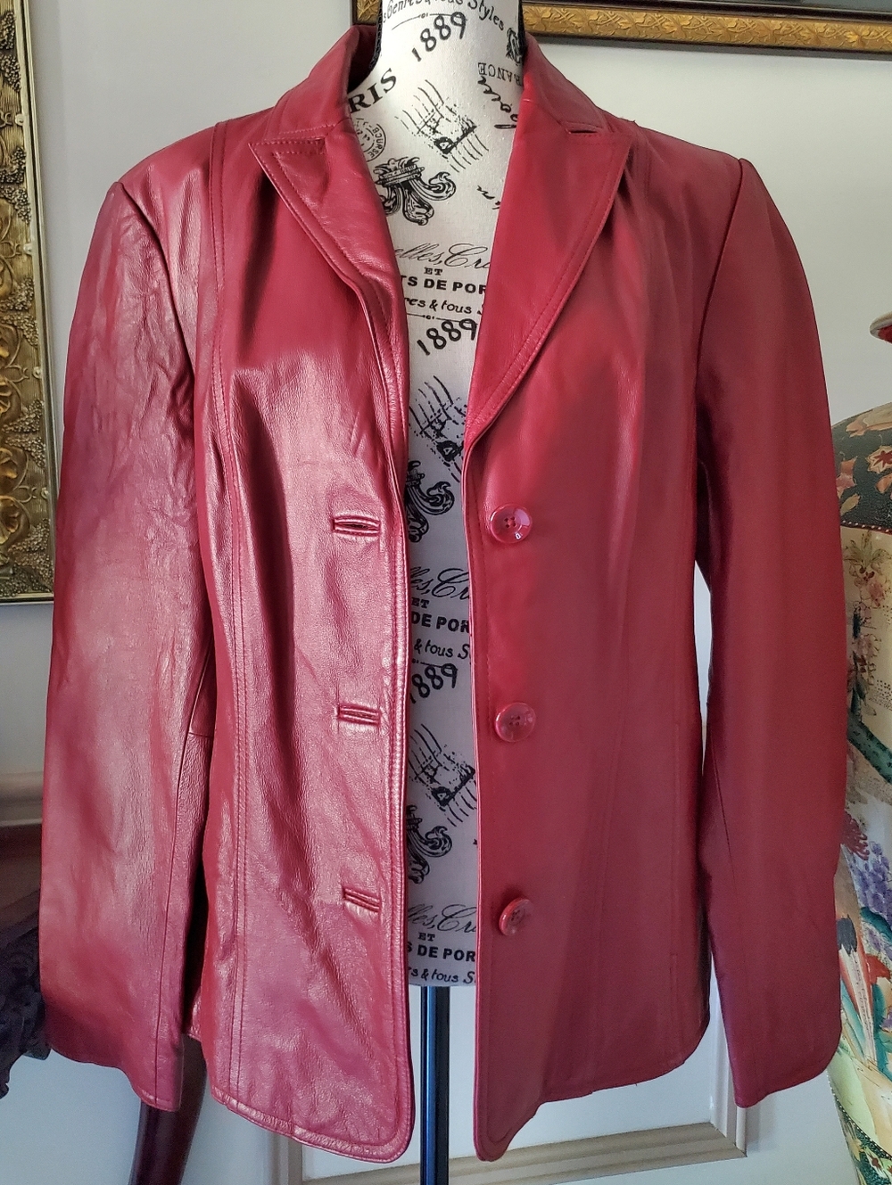 Vintage Red Leather Jacket 90s Y2K East 5th
